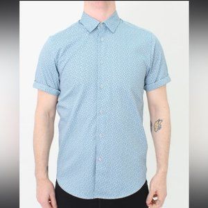 Ted Baker Blue Short Sleeve Button Down Narnar Shirt Size 2 (S)
